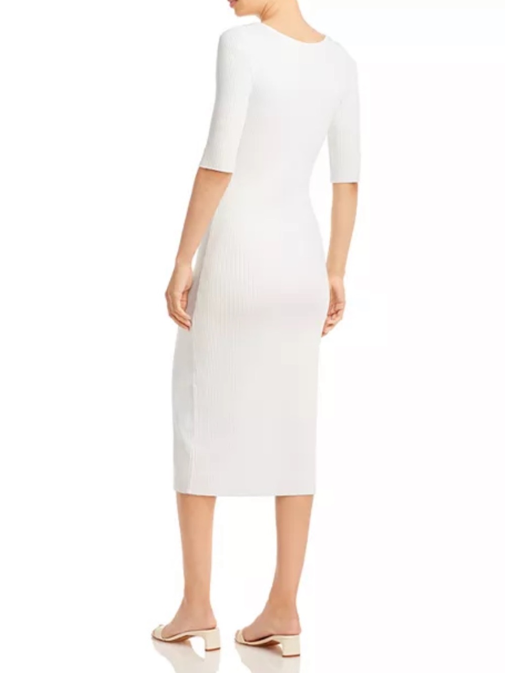 Vince Cream Ribbed Scoop-Neck Midi Dress - Picture 7 of 7